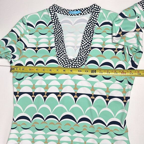 J. McLaughlin Giselle Sheath Dress Catalina Cloth B-neck Mint White Black Size S - Picture 9 of 9